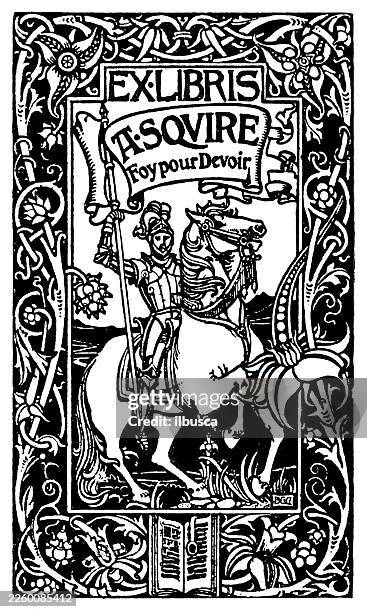 artistic bookplate, a squire - nameplate stock illustrations