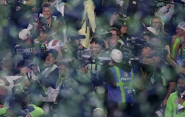 Seattle Seahawks' quarterback Sam Darnold celebrates his team's victory over the New England Patriots during Super Bowl LX at Levi's Stadium in Santa...