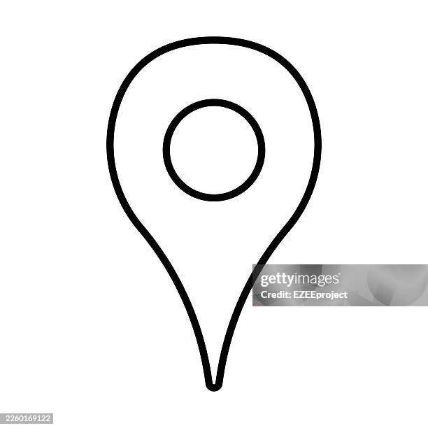 map pointer pin for navigation line icon. gps location marker outline vector illustration. destination point and address symbol for web. minimalist map pin for travel and tracking icon - location tracking stock illustrations
