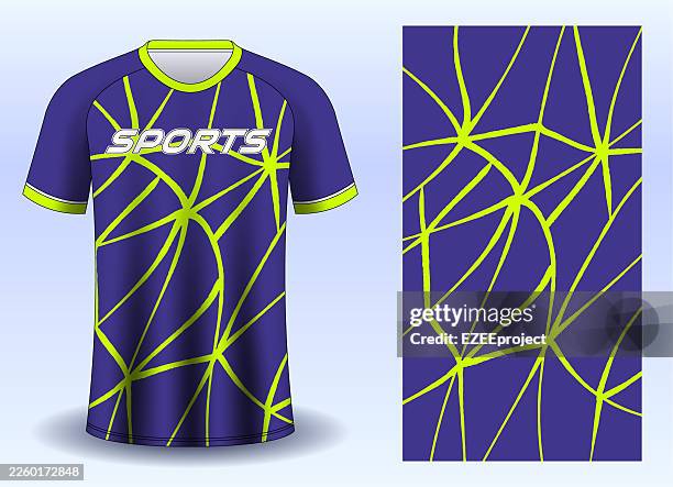 abstract geometric sports jersey design. modern soccer uniform pattern. athletic apparel fabric print with geometric design. sublimation jersey template for team sports racing and e-sports - view from moving train stock illustrations