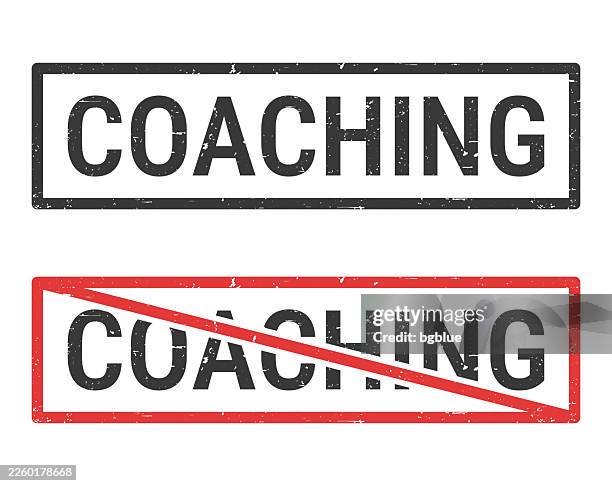 coaching - rubber stamps with crossed out stamp on white background - tutor logo stock illustrations