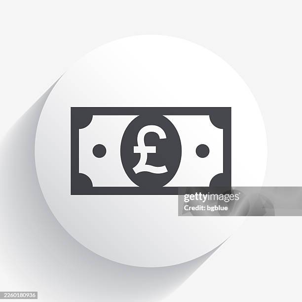 pound banknote. icon on circle button with long shadow - pound note stock illustrations