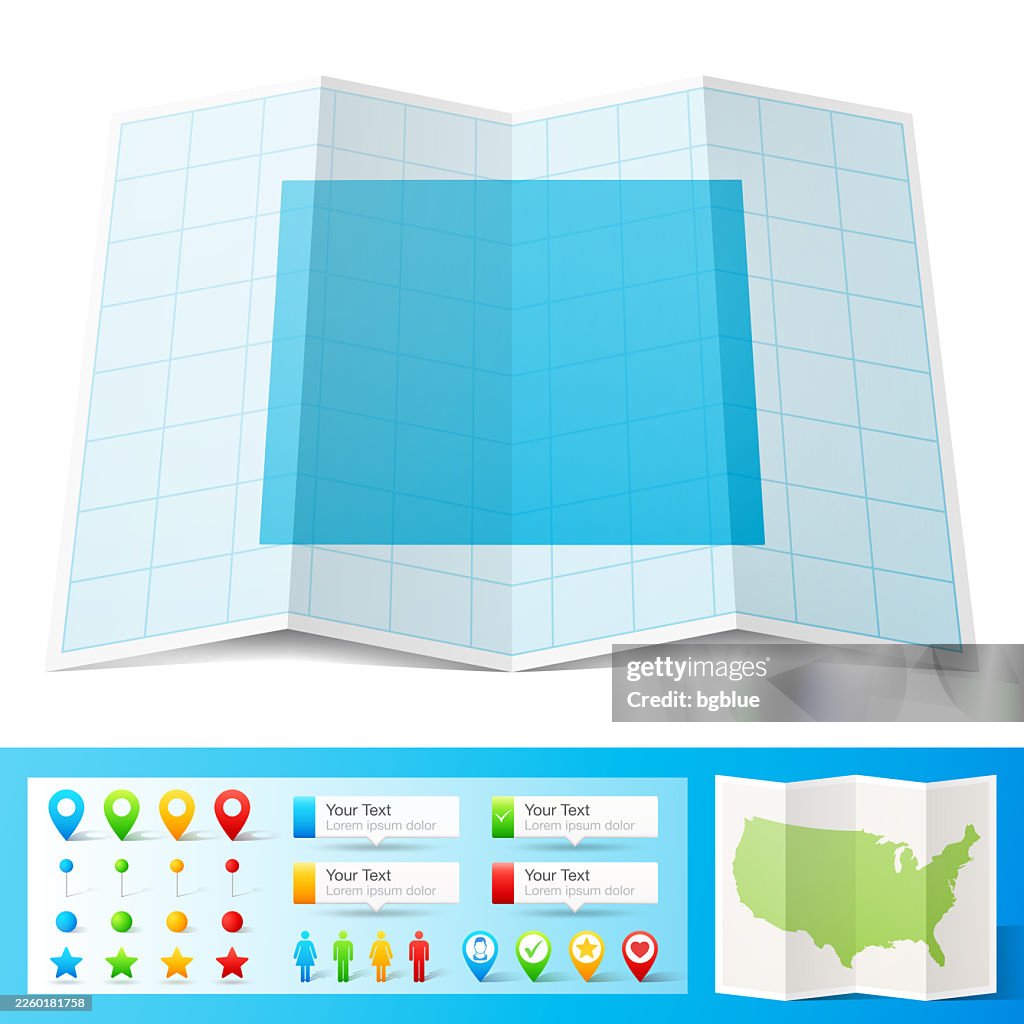 Ector County, Texas Map with location pins on white Background