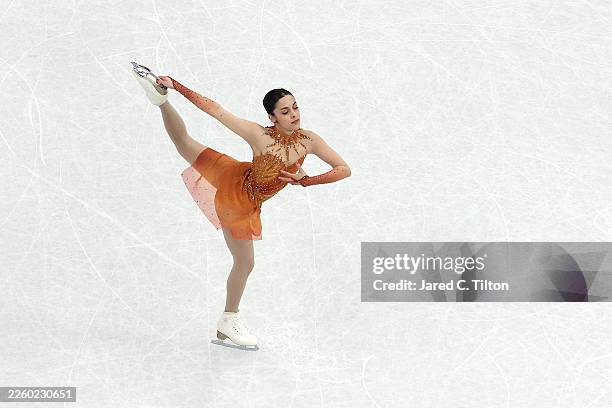 Madeline Schizas of Team Canada competes in the Women's Single Skating - Short Program on day zero of the Milano Cortina 2026 Winter Olympic games at...