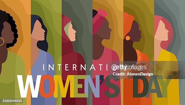 illustrazioni stock, clip art, cartoni animati e icone di tendenza di illustrazione multiculturale di ritratti femminili per la giornata internazionale della donna - multiculturalismo