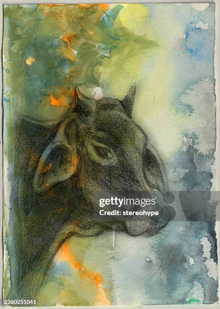 forest ox - foraging stock illustrations
