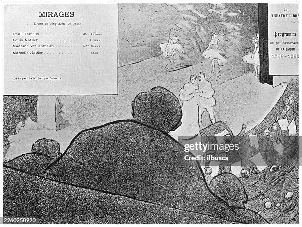 french illustrated programmes, by h g ibels - watching opera stock illustrations