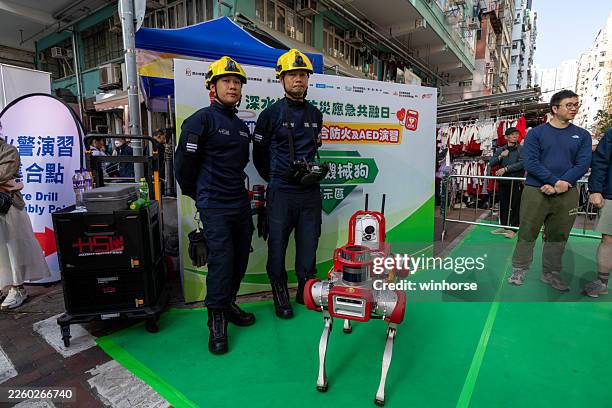 fire drill in sham shui po, kowloon, hong kong - fire prevention stock pictures, royalty-free photos & images