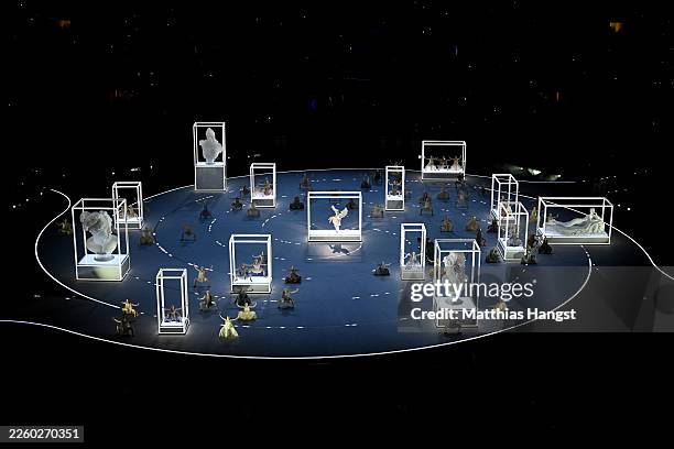 General view as dancers from the Accademia del Teatro alla Scala perform during the opening ceremony of the Milano Cortina 2026 Winter Olympics at...