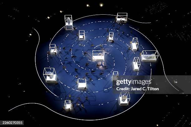 General view as dancers from the Accademia del Teatro alla Scala perform during the opening ceremony of the Milano Cortina 2026 Winter Olympics at...