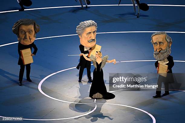 Matilda De Angelis performs with three actors dressed as the great masters of Italian Opera, Giuseppe Verdei, Giacomo Puccini, and Gioachino Rossini...