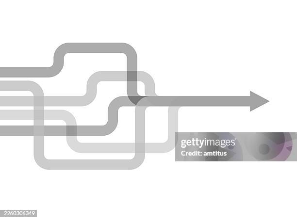 one destination gray - converging arrows stock illustrations