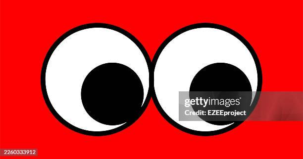 pair of big cartoon eyes. minimalist funny eyes expression vector illustration. cute comic style eyes mascot for graphic design - group staring stock illustrations