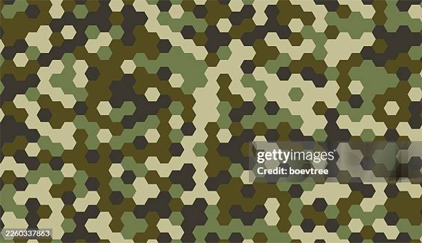 bildbanksillustrationer, clip art samt tecknat material och ikoner med abstract camouflage hexagon mosaic template background - kamouflage