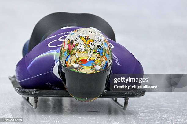 February 2026, Italy, Cortina Dampezzo: Olympia, Olympic Winter Games Milan Cortina 2026, skeleton, men, training, Kim Ji-soo on the track. Photo:...