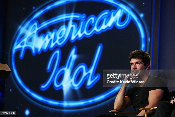 American Idol judge Simon Cowell at the FOX 2002 SummerTCA Tour at the Huntington Ritz Carlton Hotel in Pasadena, CA on Monday, July 22, 2002. Photo...