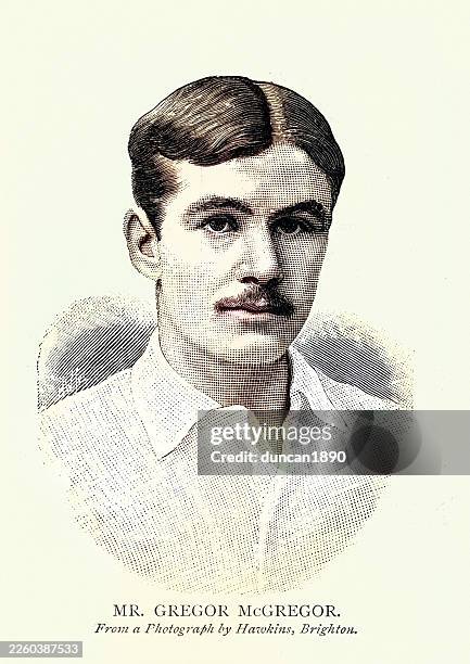 illustrations, cliparts, dessins animés et icônes de histoire du sport, gregor macgregor, ancien joueur international écossais de cricket et joueur écossais international de rugby à xv du xixe siècle - passe rugby