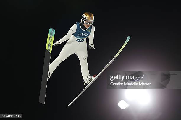 Nozomi Maruyama of Team Japan competes in the first round for Women's Normal Hill Individual on day one of the Milano Cortina 2026 Winter Olympic...