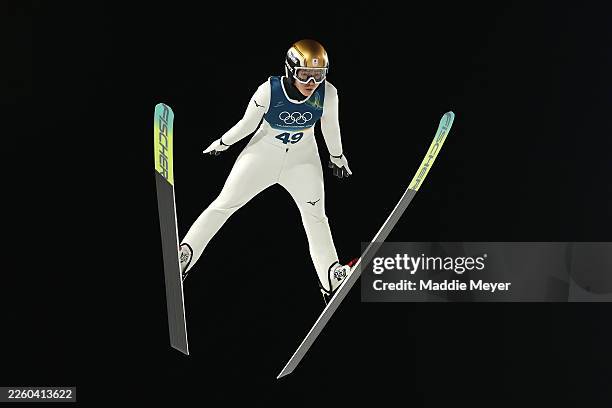 Nozomi Maruyama of Team Japan competes in the first round for Women's Normal Hill Individual on day one of the Milano Cortina 2026 Winter Olympic...
