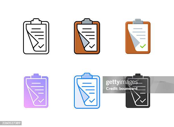 clipboard icon. 6 different styles. editable stroke. vector illustration. - school registration stock illustrations