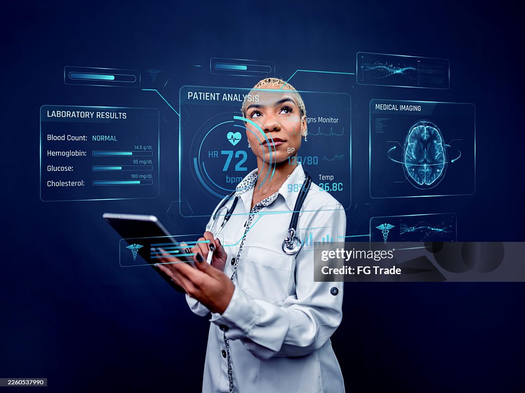 Female doctor analyzing digital diagnostic