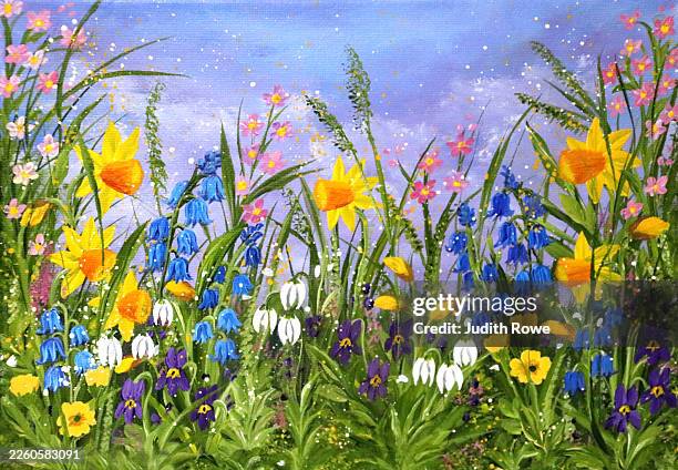 spring flower medley - spring flower stock illustrations