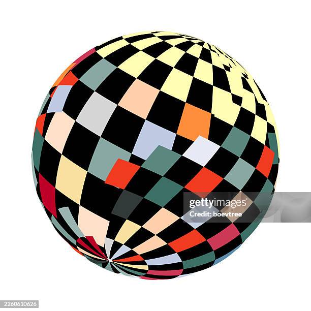 colorful checked chess board texture global sphere symbol - 3d chess stock illustrations