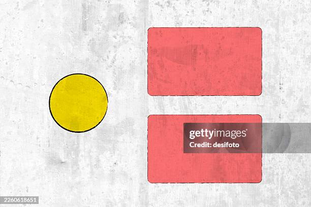 fun shapes red rectangle yellow circle painted on light gray white messy grungy dirty vector wall background, colorful nursery backdrop learning shapes - stone wall texture stock illustrations