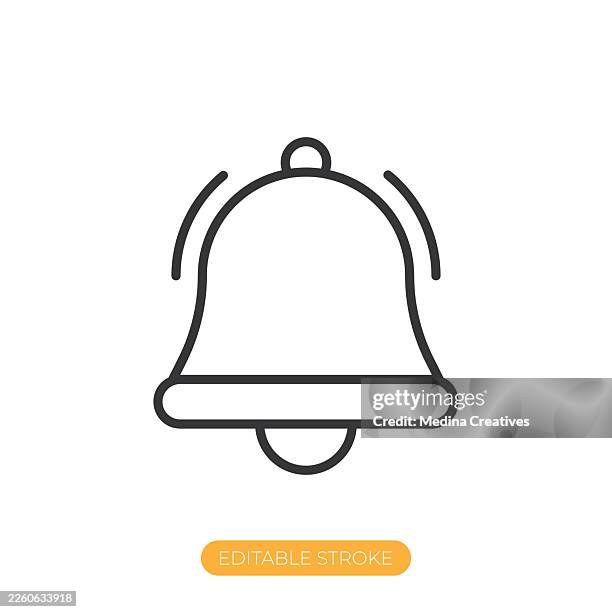 school bell icon. editable stroke thin line icon - learning computer skills stock illustrations