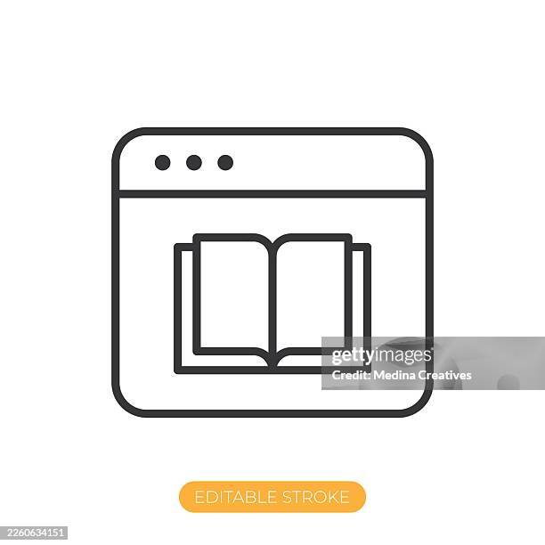 online learning icon. editable stroke thin line icon - learning computer skills stock illustrations