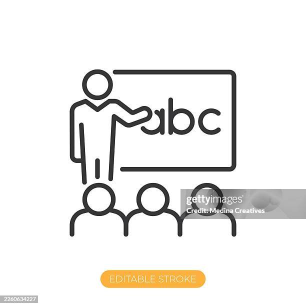 classroom icon. editable stroke thin line icon - learning computer skills stock illustrations