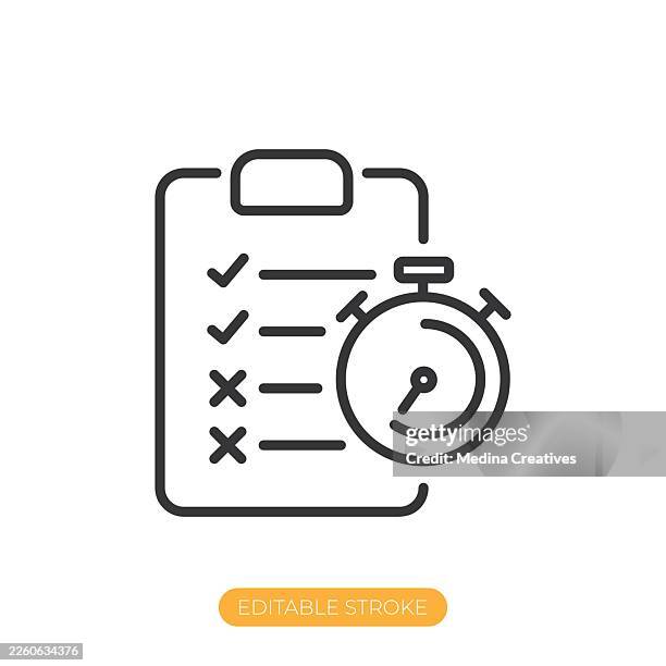 exam icon. editable stroke thin line icon - learning computer skills stock illustrations