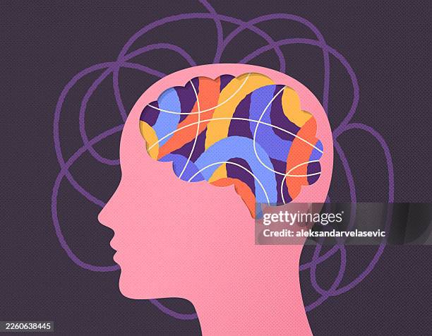 ilustraciones, imágenes clip art, dibujos animados e iconos de stock de salud mental y concepto de pensamiento - trastorno depresivo