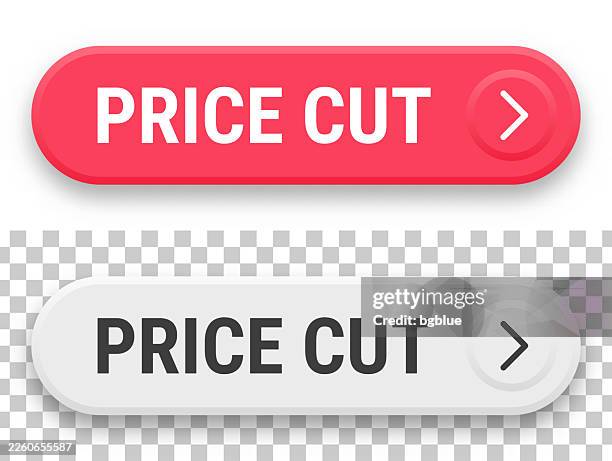 price cut - 3d click web buttons on blank background - transparent red button stock illustrations