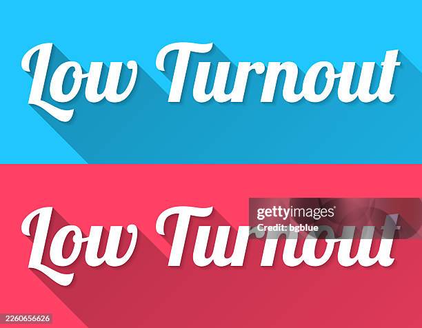 low turnout - flat design with long shadow on blue and red background - attendance stock illustrations