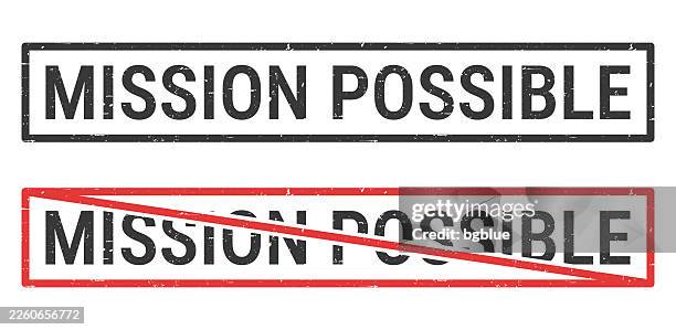 mission possible - rubber stamps with crossed out stamp on white background - possible stock illustrations