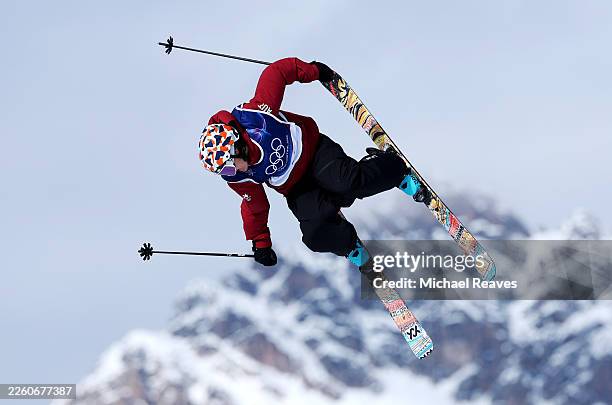 Lara Wolf of Team Austria competes in her first run during the Women's Slopestyle Final on day three of the Milano Cortina 2026 Winter Olympic games...