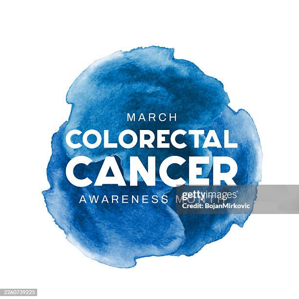 colorectal cancer awareness month watercolor card, poster, march. vector - colorectal cancer awareness stock illustrations