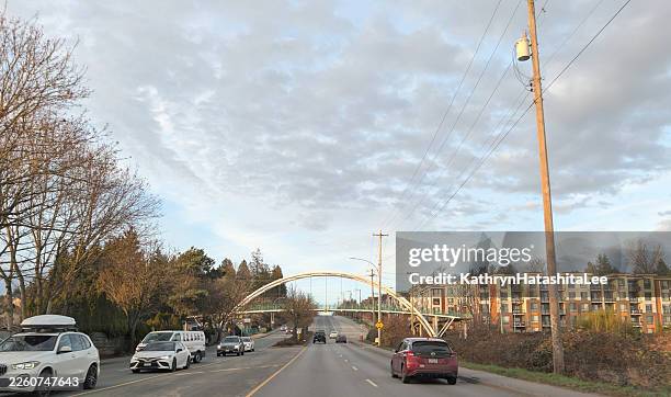 traffic on 200th street in langley, british columbia, canada - taken on mobile device stock pictures, royalty-free photos & images