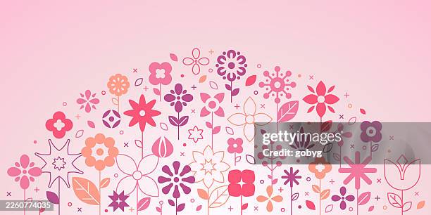 pink flower meadow background - spring fields stock illustrations