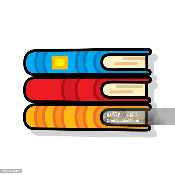book stack doodle 6 - high school library stock illustrations