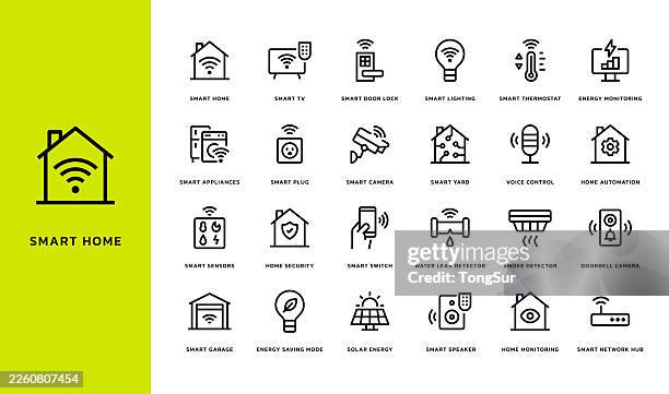 smart home line icons - motion detector stock illustrations
