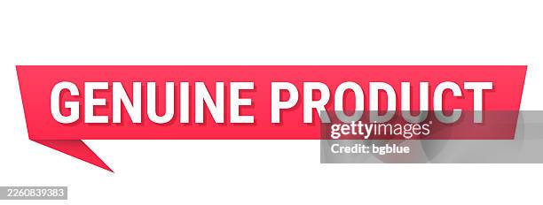 genuine product - red speech bubble on blank background - authentic stock illustrations