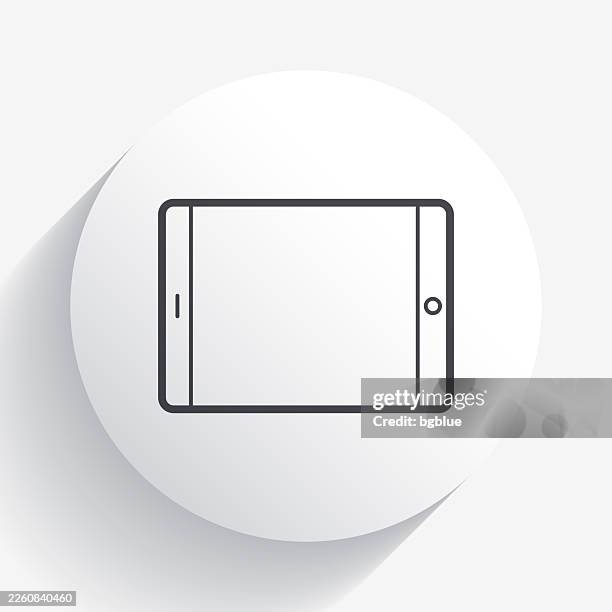 tablet pc - horizontal position. icon on circle button with long shadow - iphone blank screen stock illustrations