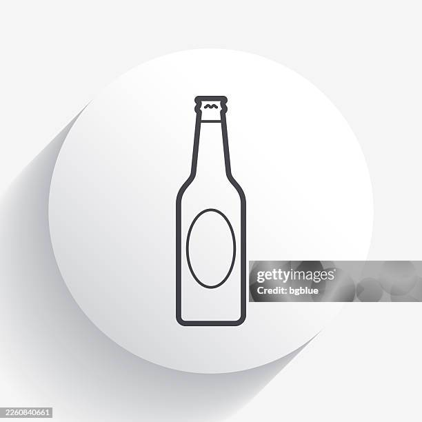 beer bottle. icon on circle button with long shadow - cider bottle stock illustrations