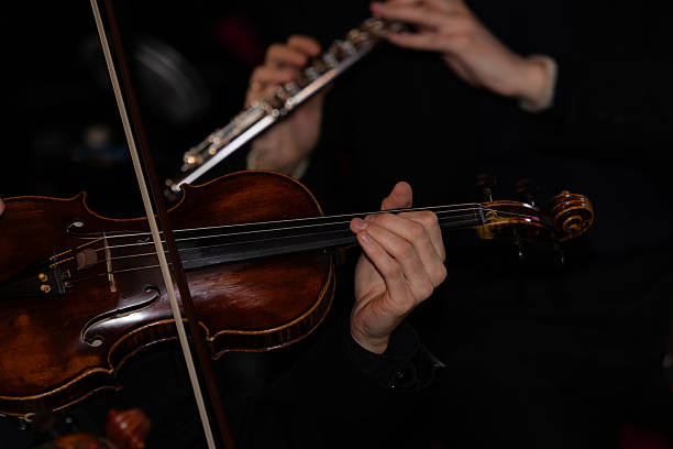 Detailed close-up of classical violin