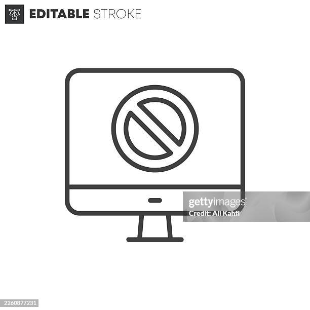 device blocked thin line icons collection. editable stroke. vector illustration. - unauthorized stock illustrations