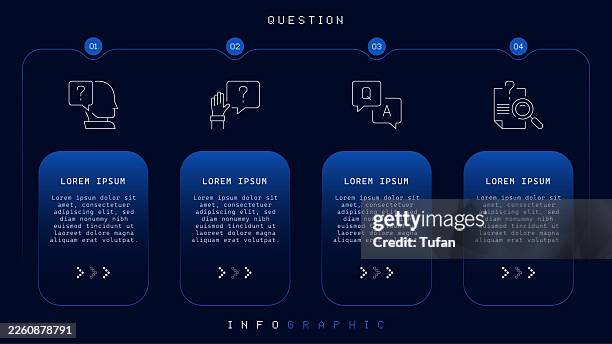 question infographic - pixel line perfect - question infographic stock illustrations