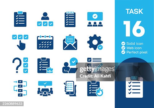 Task glyph solid icons collection. Vector illustration. Icon for website design, logo, app, template, ui, infographic etc Task glyph solid icons collection. Vector illustration. Icon for website design, logo, app, template, ui, infographic etc