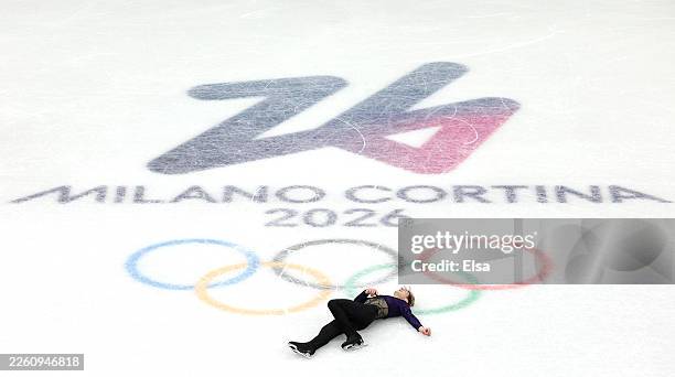Aleksandr Selevko of Team Estonia competes in Men's Single Skating - Short Program on day four of the Milano Cortina 2026 Winter Olympic games at...